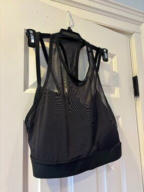 Black Reebok Double Layered Sports Bra with Mesh Detailing